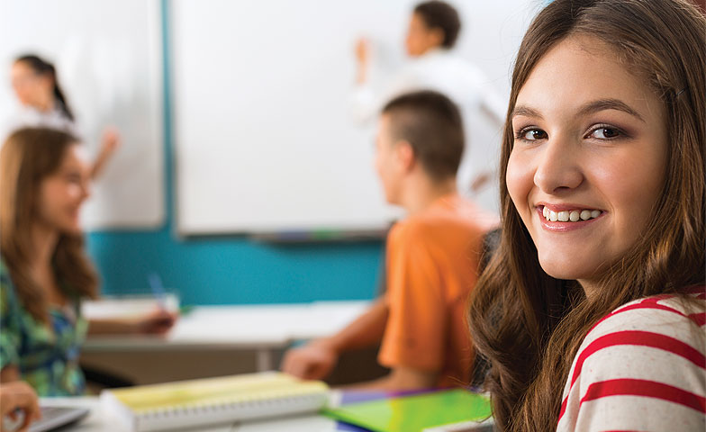 middle school classroom with students